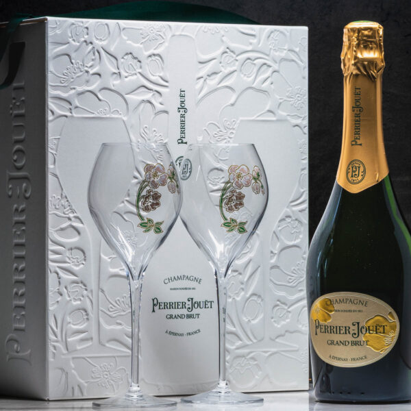 Perrier-Jouët Grand Brut Díszdobozban + 2 pohár